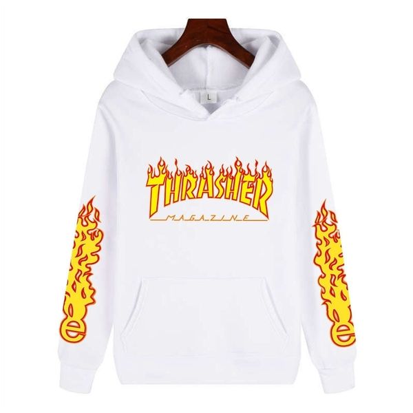 

thrasher flame hooded men's fashion card, Black