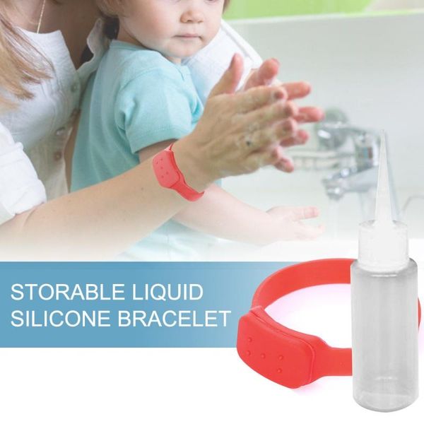 

wristband hand dispenser sanitizer dispensing silica gel wearable pumps wristbands band wrist outdoor sport support, Black;red
