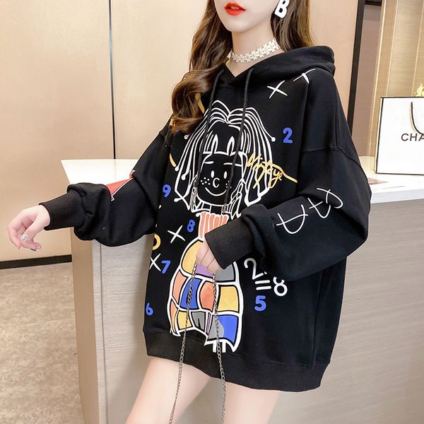 

live 2852 (270g 85 polyester 15 cotton) winter clothes new thickened plush hooded women's sweater, Blue;black