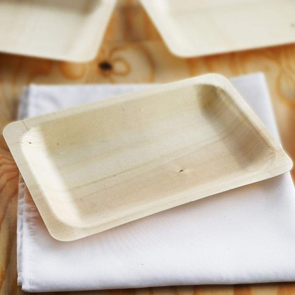 

packaging dinner service promotion -party wedding supplies, 260*220mm disposable tableware sushi/salad/dessert wood rectangle plate, 10/pack