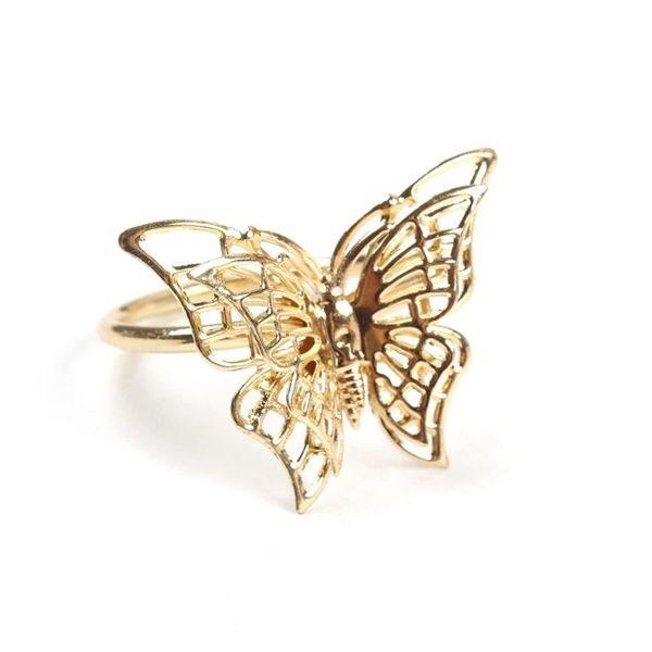 

6pcs creative golden butterfly napkin ring buckle restaurant plating towel el table decoration rings