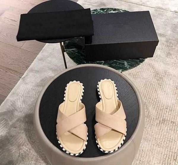 

classic 2021 slippers fashion leisure- wear-resisting non-slip women vamp cross shape genuine leather shoes light tan black and white new sl