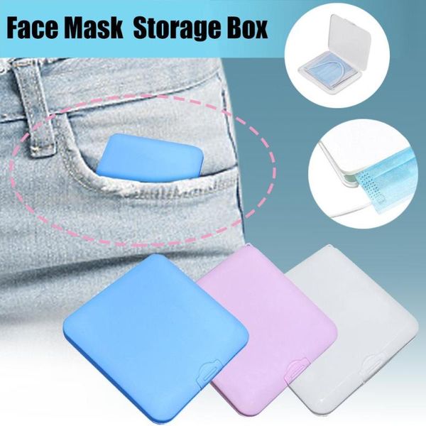 

saves masks box mask storage case portable squre face container safe disposable solid color cartoon students organizer bags
