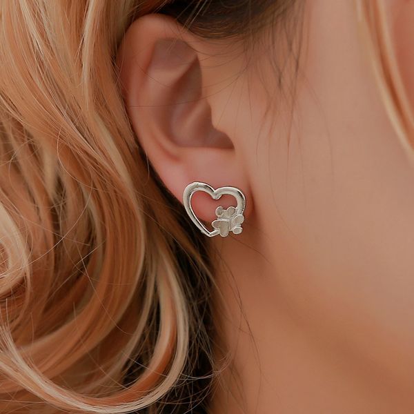

new creative accessories earrings simple love dog claw hollow peach earrings, Golden