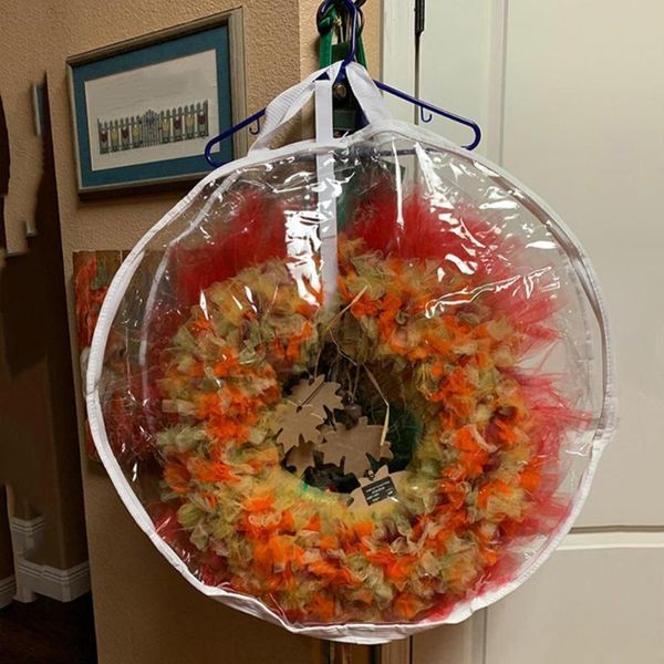 

storage bags reusable garland bag clear window wreath portable pvc holiday container for home
