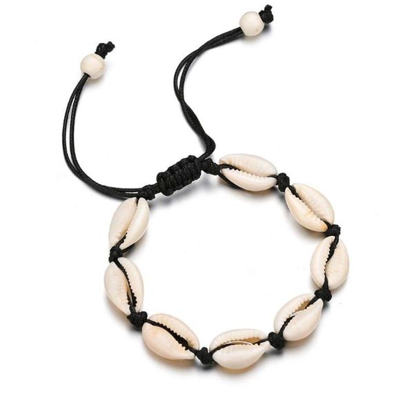 

charm bracelets woven natural shells women's bracelet hawaiian style casual hand ornament black and white, Golden;silver