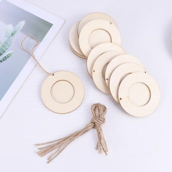 

frames 10pcs mini round wood po frame picture holder with hanging rope diy wooden crafts for wall decoration