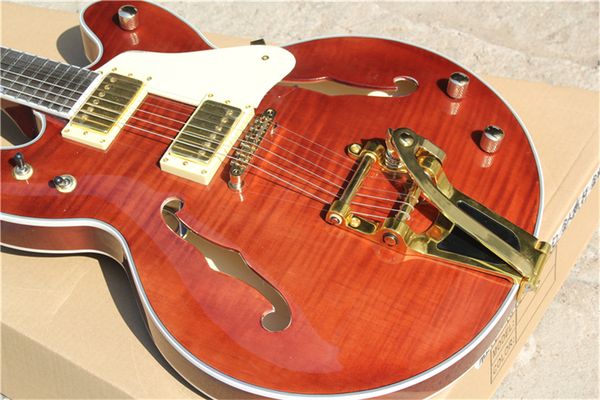 

delivery wholesale jazz electric guitar orange jazz guitar, ebony fingerboard. can be customized