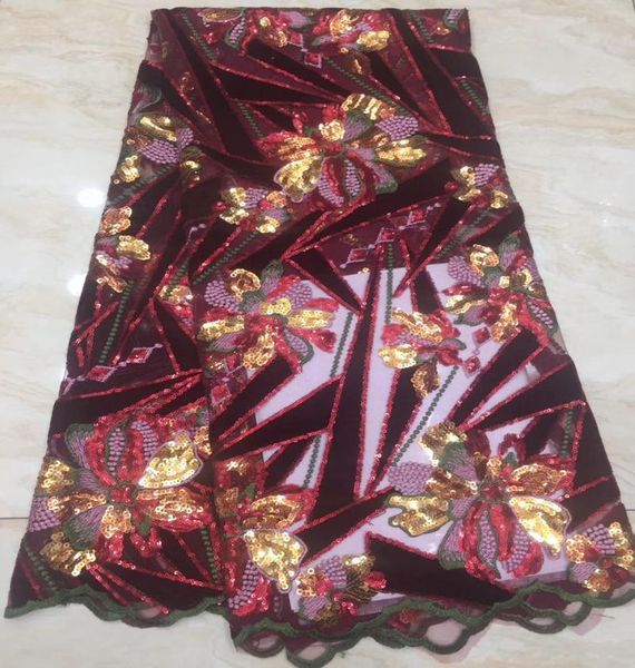 

ribbon arrival sequins lace fabrics african nigerian tulle mesh fabric for wedding velvet with ts9068, Pink;blue