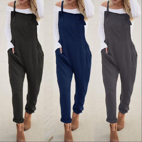 

stylish casual womens jumpsuit harem pants summer jumpsuits zanzea overalls female strap rompers plus size playsuits, Black;white