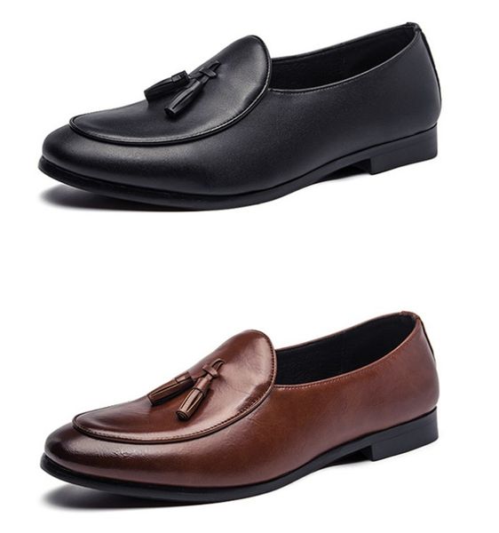 

fashion slip on men dress shoes oxfords fashions business classic leather men's suits shoe, Black
