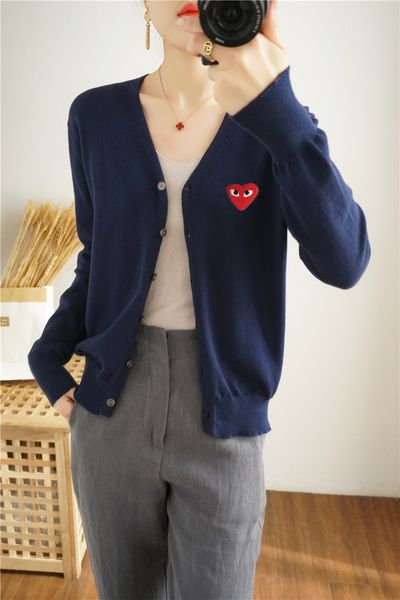 

spring and autumn womens long sleeve v-ne love heart embroidery cardigan fashion pure cotton love heart embroidery cardigan t, Black