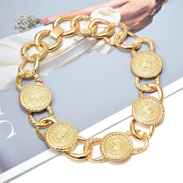 

chokers fashion brand punk round necklace women choker gold color chain for statement jewelry accessories, Golden;silver