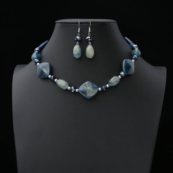 

earrings & necklace vintage jewelry sets african acrylic bead beads statement women wedding party accessories ne+ea, Silver