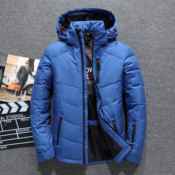 

new arrival down jacket man warm white duck coat for male windbreaker hooded detachable overcoat dropshipping, Black