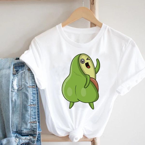 

women's t-shirt summer women clothing fashion avocado beach fruit cartoon print 90s female t-shirts graphic streetwear ladies plus size, White