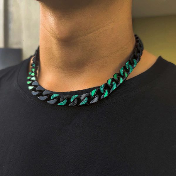 

necklace hip hop fashion simple paint baking men's personality trend cuban, Black