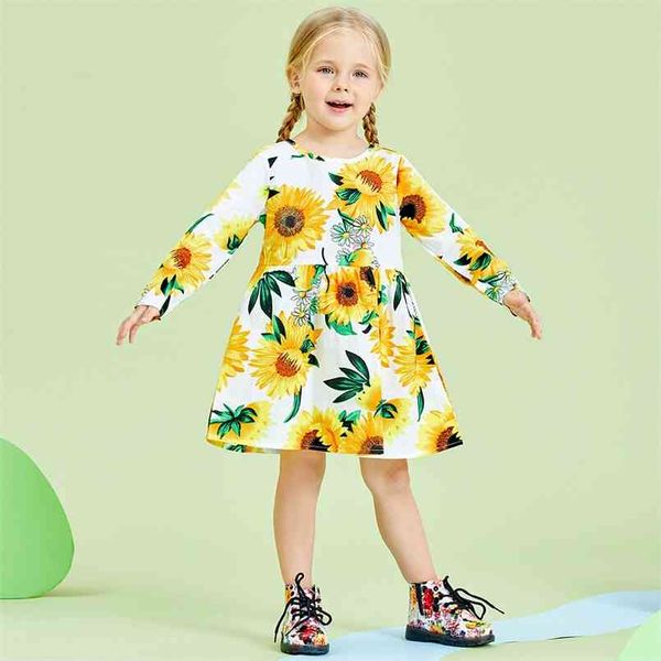 

baby / toddler girl sunflower print long-sleeve dress 210528, Red;yellow