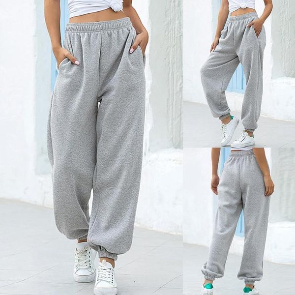 

women's pants & capris women pockets high waist ankle tied thick long sweatpants sports trousers joggers wide leg korean casual pant, Black;white