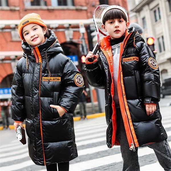 

children boys kids winter fat jacket coat teen hooded parka outerwear thicken plus velvet warm outer clothing girls clothes -30 211027, Blue;gray