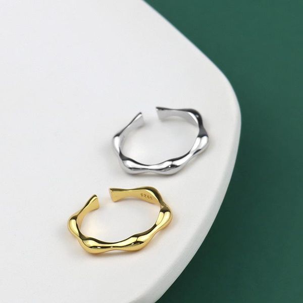 

sterling silver ring fashion korean open ins cold wind geometric girl for punk party cluster rings, Golden;silver