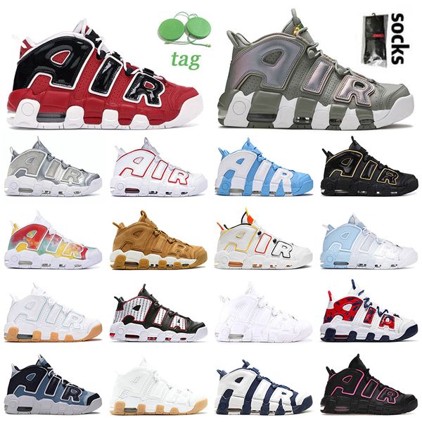 

authentic nk air more uptempo basketball shoes scottie pippen 96 qs mens women bull hoop pack shine iridescent unc white varsity red loud an