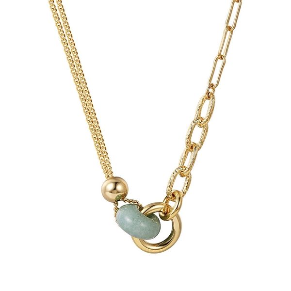 

fashion brand easy to match design round chalcedony necklace women's fashion temperament net red neck chain, Silver