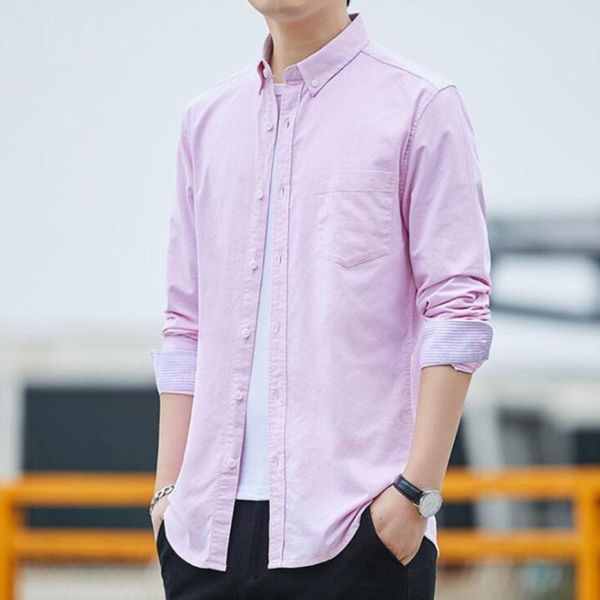 

oxford-spun long sleeve shirt men's japanese casual 100% cotton fashion simple slim shirts, White;black