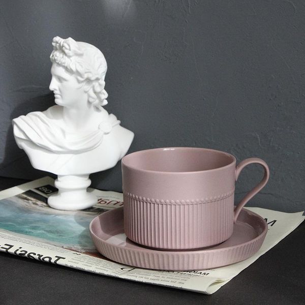 

mugs ceramic coffee cup dish creative pull flower french home office afternoon tea black hanging ear