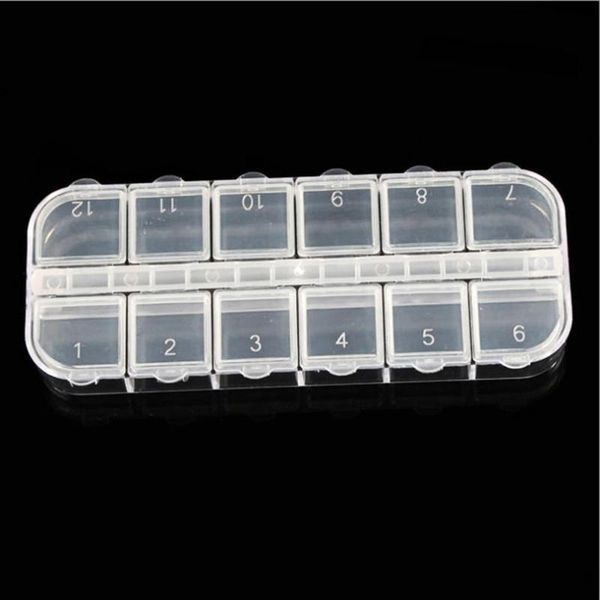 

storage boxes & bins holder 12 grids clear case box nail art jewelry container organizer
