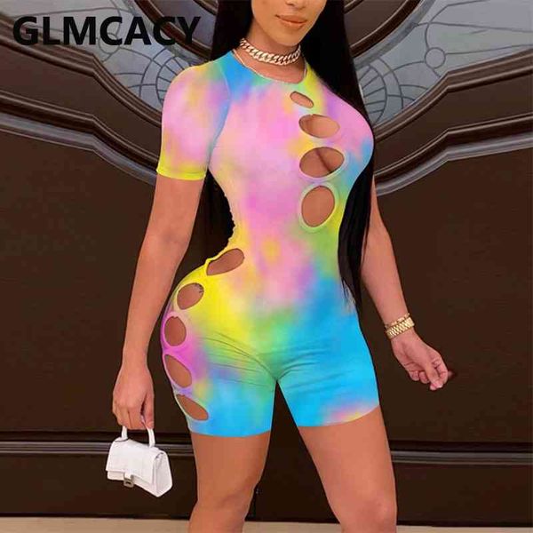 

short sleeve cut out abstract playsuit chic rompers 210702, Black;white