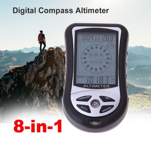 

8-in-1 hand-held electronic altimeter mountaineering portable fishing barometer compass silver gray outdoor gadgets