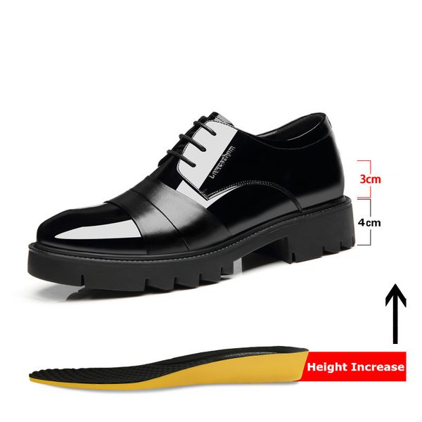 

dress shoes misalwa-sapatos masculinos de tecido artificial, couro sintÃ©tico, aumento altura, 4/7/9 cm, formal, negÃ³cios, casamento, proteÃ§Ã£, Black