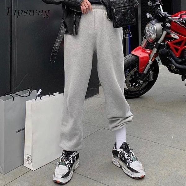 

men's pants 2021 fashion men streetwear spring autumn solid cotton men's casual drawstring loose sweatpants hip-hop jogging trouser, Black