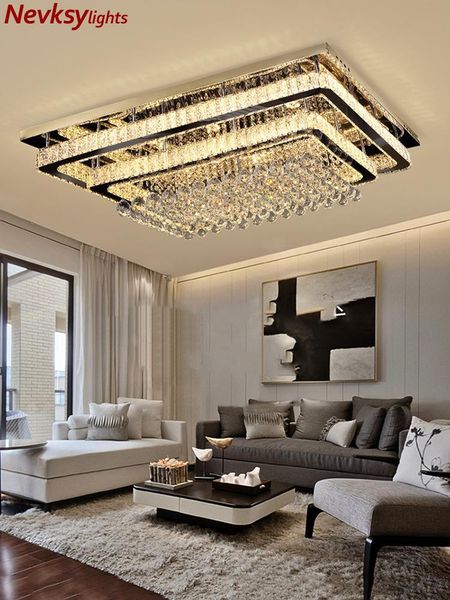 

luxury silver ceiling lamp living room modern crystal lights bedroom led lamps dining fixtures kitchen