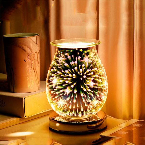 

fragrance lamps 3d glass electric wax melt warmer burner melter for home office bedroom living room gifts & decor