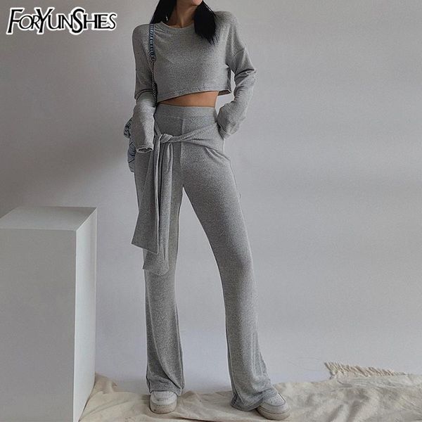 

women two-piece suits 2021 short crop tracksuit asymmetric lace-up pants suit jogging comfort homewear track sport set women's two piec, White