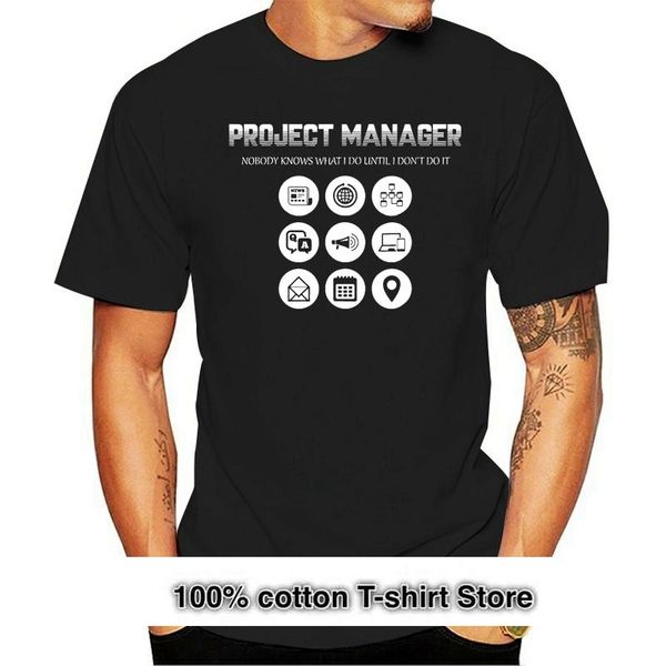 

men's t-shirts brand project manager nobody knows what i do until dondo it t-shirt men short sleeve, White;black