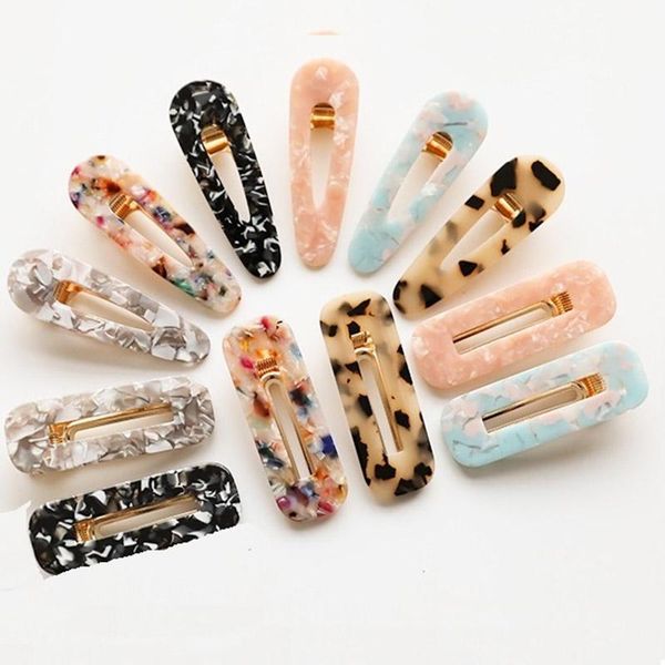 

hair clips & barrettes ladies retro leopard acetic acid word clip geometry square student headdress printing side, Golden;silver