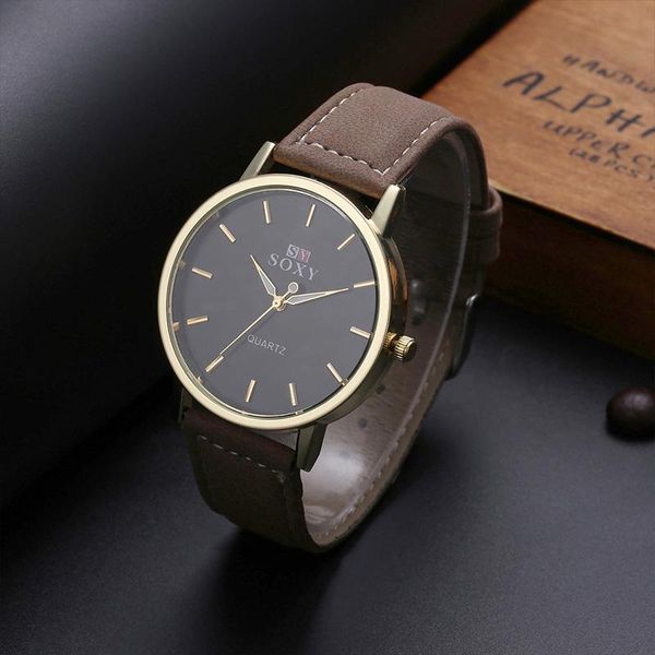 Relógios de relógio de quartzo homens assistem à marca de alta qualidade Soxy relógio moda casual couro luxo elegante relógio de pulso Reloj hombre