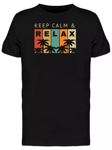 

keep calm and relax palm trees men's tee -image by shutterstock, White;black