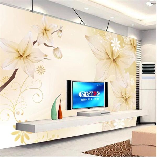 

wallpapers milofi custom 3d large mural wall paper non-woven fabric lily pattern tv background decoration painting po