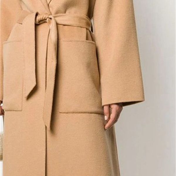 

wool 2021 autumn/winter classic double-sided nylon mid-length temperament commuter woolen coat xvsz, Black