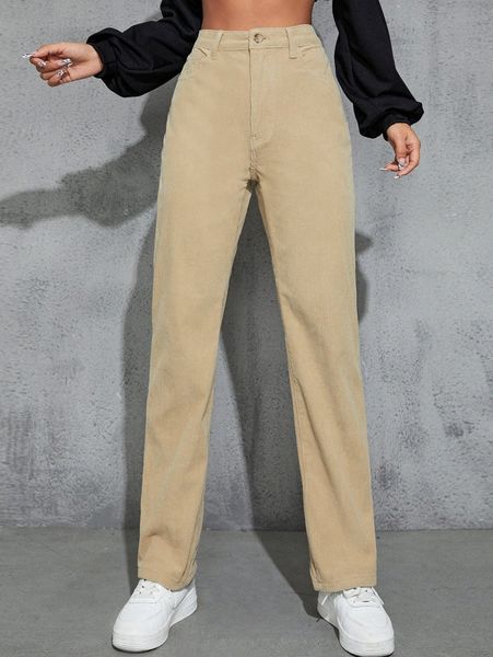 

high waist slant pocket corduroy pants o6gq#, Black;white