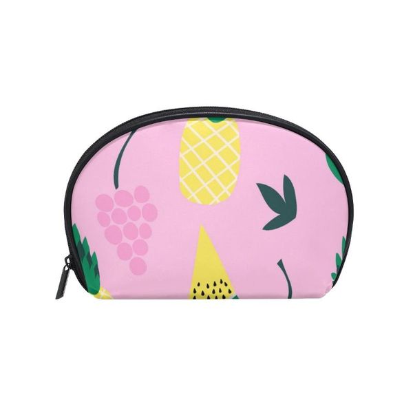 

fengju multifuncition shell cosmetic bag purse half moon hanging travel toiletry pouch for girls woman watermelon grapes bags & cases