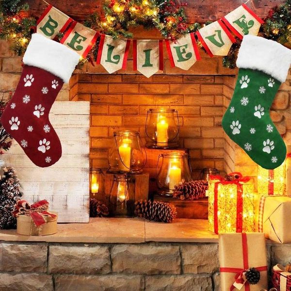 

christmas decorations stocking 18 inch xmas stockings embroidery snowflake gift bag for tree fireplace family holiday decoration