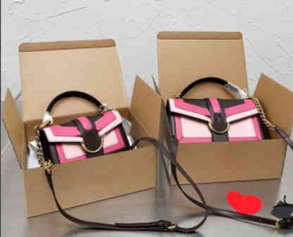 

bags tote women luxury brand designer handbag splicing color square shoulder brown leather crossbody female purses 220303
