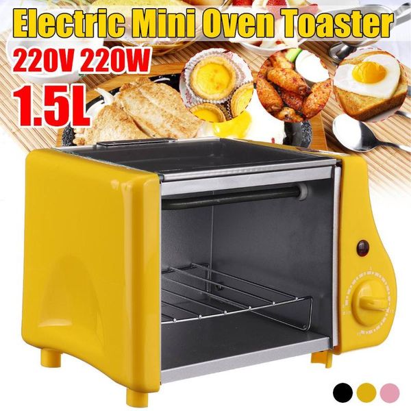 

electric ovens 2 in 1 1.5l mini baking bakery roast oven grill fried eggs omelette frying pan breakfast machine bread maker toaster