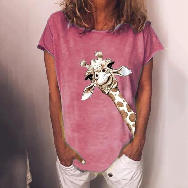 

women's t-shirt plus size 5xl harajuku giraffe print graphic t shirt women summer y2k loose o neck short sleeve tee female tshirt cloth, White