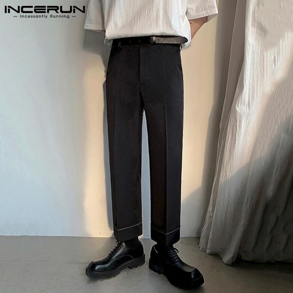 

men casual pants patchwork pockets korean joggers straight trousers 2021 streetwear fashion leisure pantalon s-5xl incerun men's, Black